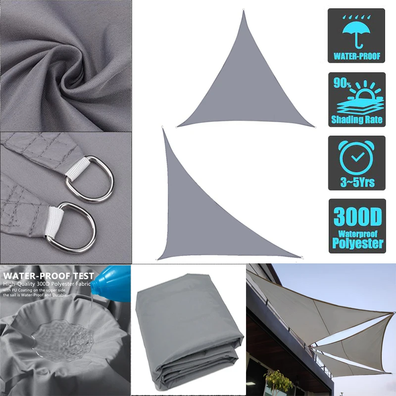 

Summer Outdoor Triangle Shade Sail Waterproof Anti-UV Shade Canvas Garden Terrace Canopy Camping Sun Shelter Awning 2x2x2M