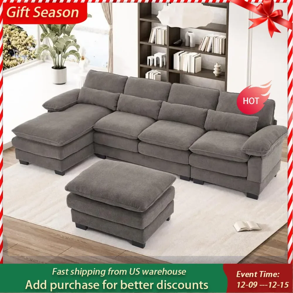 Sectional Sofa Deep Seat Cloud Couch,114