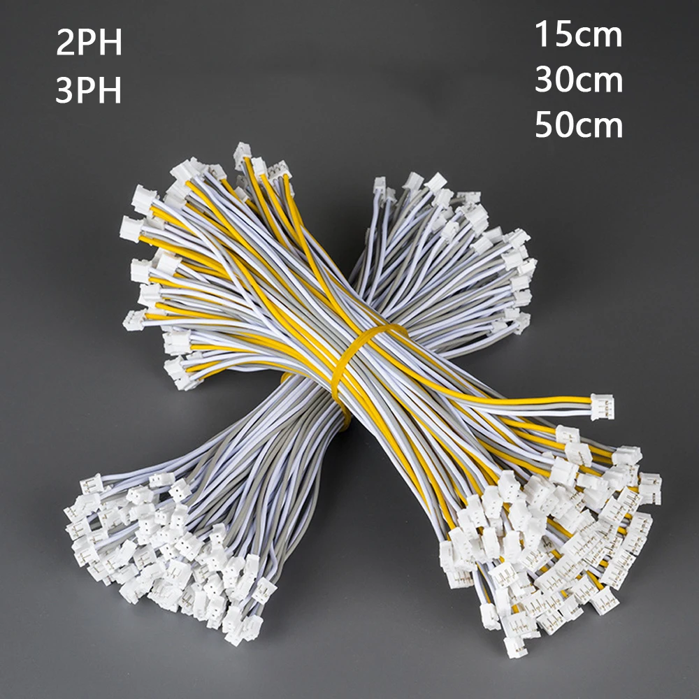 20pcs PH 2.0 terminal cable Monochrome two-color led terminal 2PH3PH 15cm 30cm 50cm connection cable Light strip aluminum patch