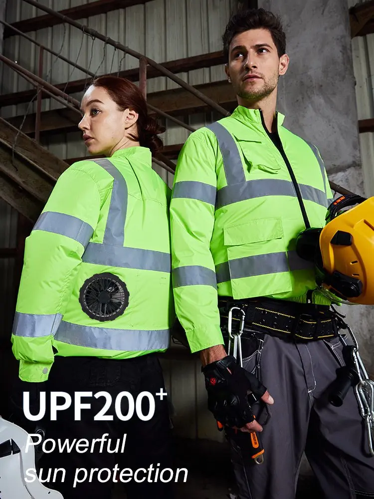 

Охлаждающая спецодежда с кондиционером, светоотражающая куртка для муниципальных болельщиков Hi-Viz, защитная одежда высокой видимости для строительных дорожных транспортных средств