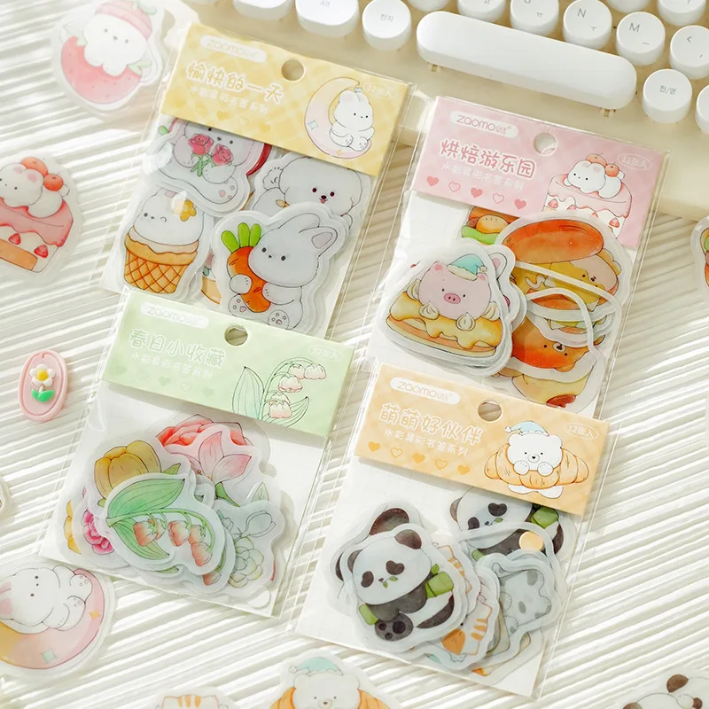 24 Sheets/set kawaii Cartoon Cat PVC Bookmarks Bunny Page Marker for Reading Children Gift School Supplies Cute Book Accessories