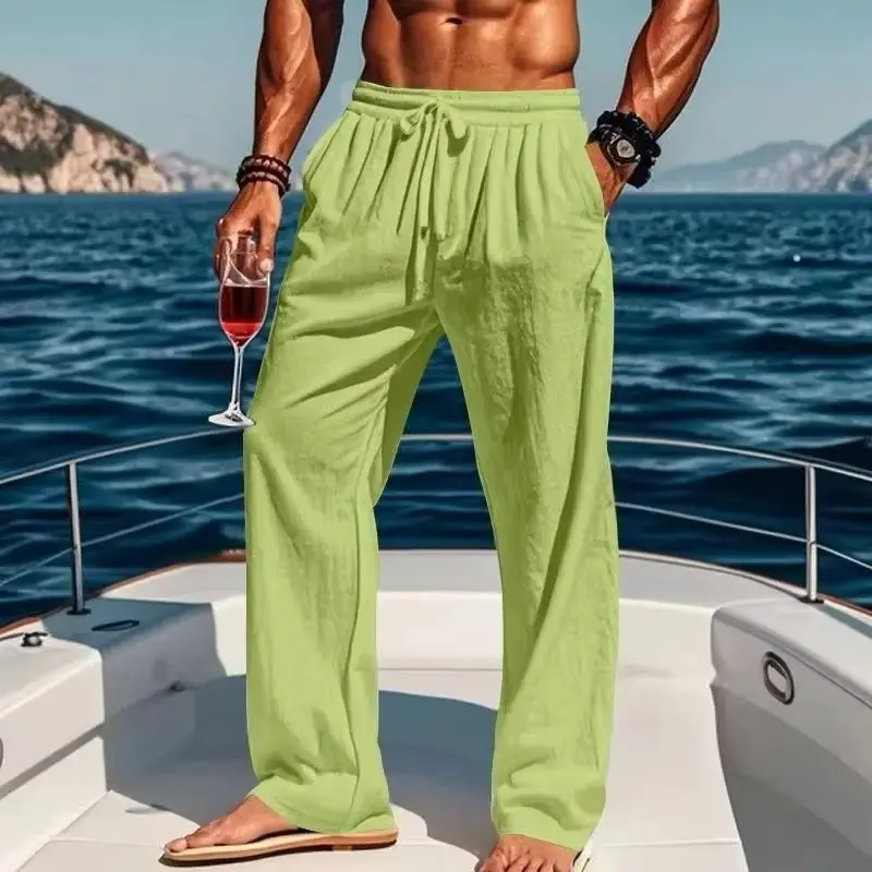 Men's 8-Color Breathable Linen Yoga Pants Loose Casual Sportswear for Spring/Summer 2026 European And American Style