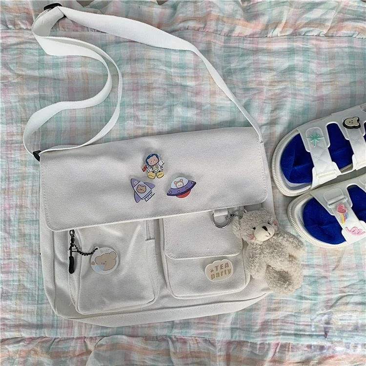 Nette Leinwand Tasche Wilde Student Frauen Handtaschen Schulter Tasche Weibliche Japanische Harajuku Diagonal Umhängetaschen für Mädchen Beutel Bolsas – Detail 18