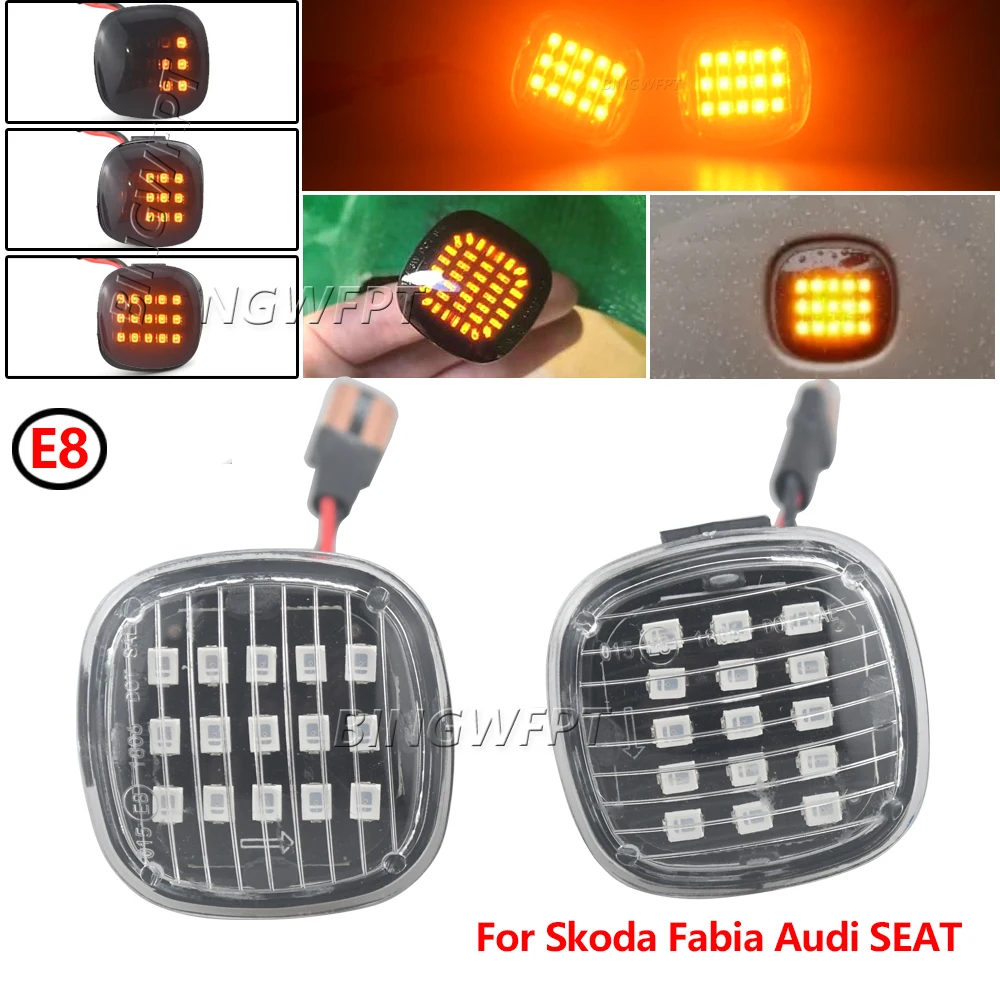 2X Dynamic Led Turn Signals Side Marker Light Lamp For Skoda Fabia Octavia Mk1 Mk2 Roomster Rapid NH3 For Audi A3 8L A4 8D A8