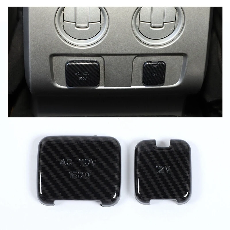 Rear Power Socket Panel Trim Cover Decorative For Ford F-150 F150 2009-2014 Accessories - ABS Carbon Fiber