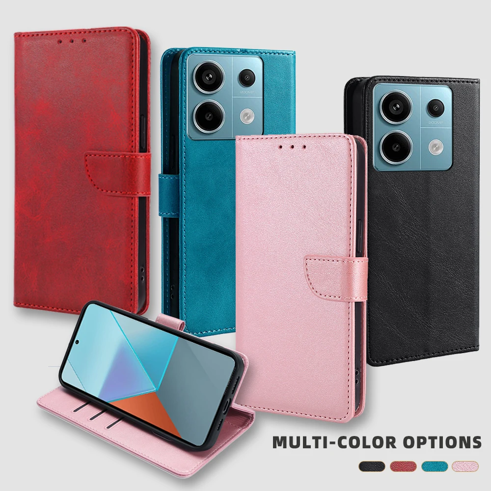 Poco X6 Pro Wallet Case Leather Flip Phone Case for Xiaomi Poco X6 X5 X4 X3 Pro 5G GT NFC Magnet Buckle Case with Card Slots