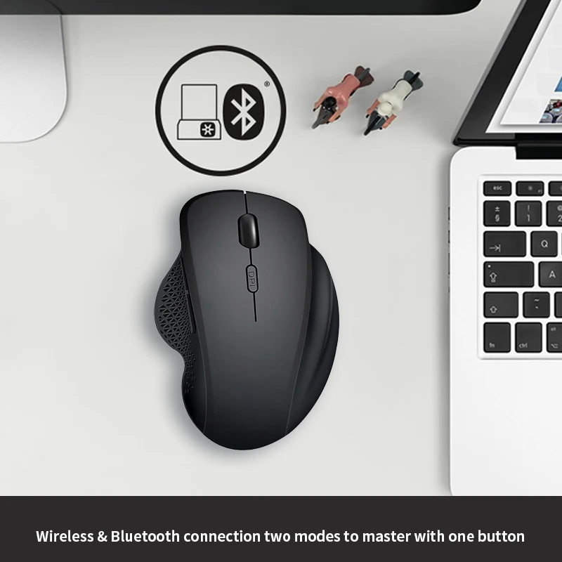 JITE CM-02 Ergonomic Wireless Mouse, 2.4G/Bluetooth Dual Mode, 2400 DPI, Rechargeable, for Laptop, iPad, Tablet, PC, Mac