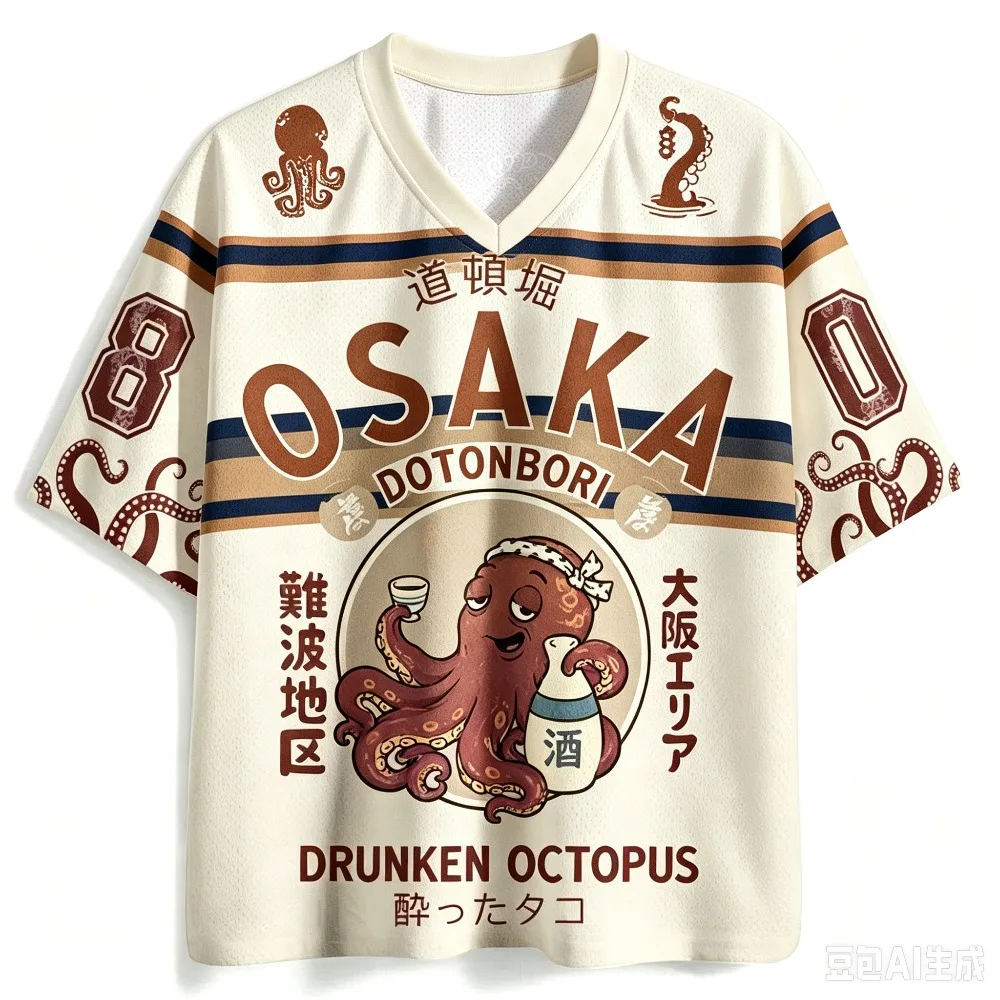 Harajuku Fun retro octopus skull mushroom 3D print sport Quick-dry Breatha men V-neck T-shirt outdoor street fashion casual  top