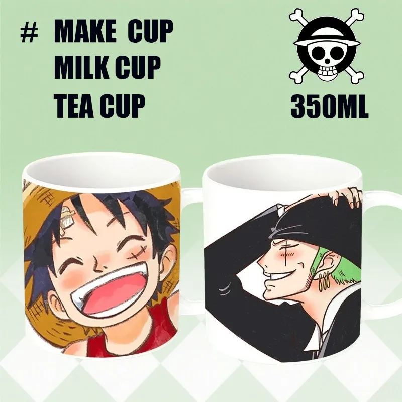 

Цельная креативная кофейная кружка Luffy Zoro, персонализированная керамическая чашка для воды, кружка для молока, милая аниме-студенческая чашка для питьевой воды, чая, подарки