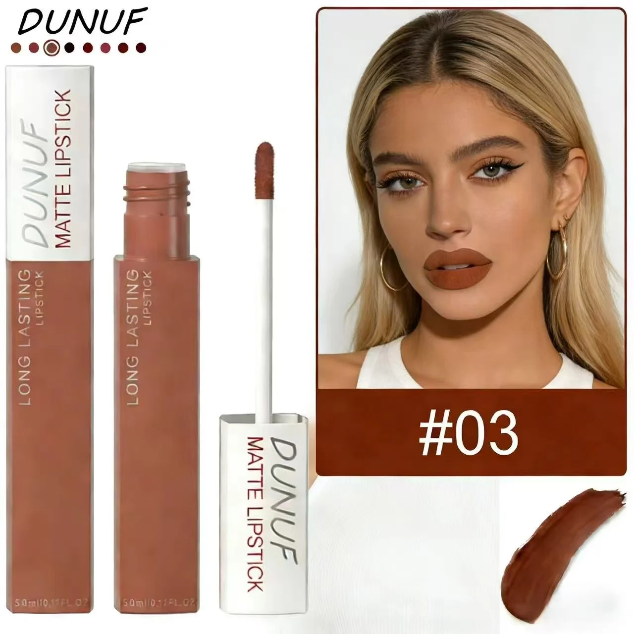 Long-Lasting Lip Gloss Lipstick Matte Velvet Waterproof Smooth Non-sticky Non-transfer Deep Red Nude Y2K Daily&Party Makeup Gift image 5