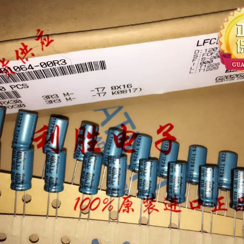 10PCS-100PCS 3.3UF 400V Japanese Ruby RUBYCON Capacitor 400V3.3UF 8X16 RX30 High Temperature Resistant