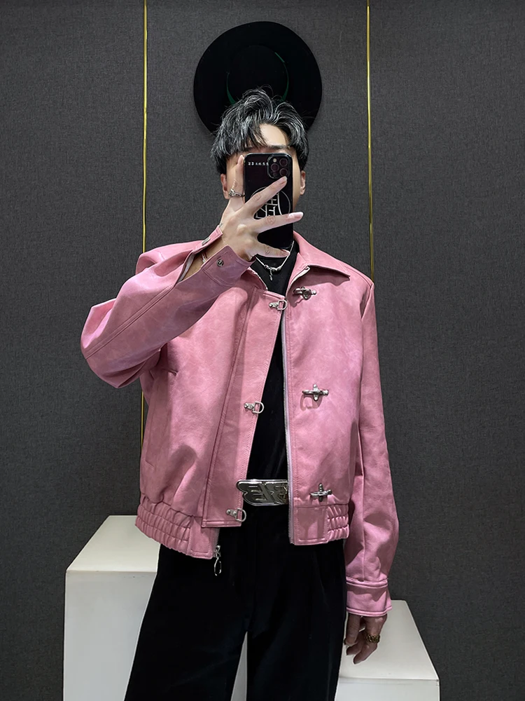 

Осеннее мужское розовое кожаное джато Vintage Aircrt Bule, повседневное длинное пальто из смеси хлопка из полиэстера для молодежи