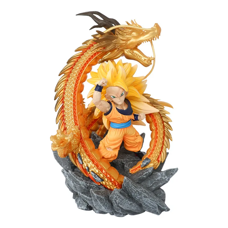 Anime Dragon Ball Z Super Saiyan 3 Son Goku Dragon Fist Ver. Figura de ação em PVC DBZ Shenron Estátua Coleção Modelo Brinquedos Boneca