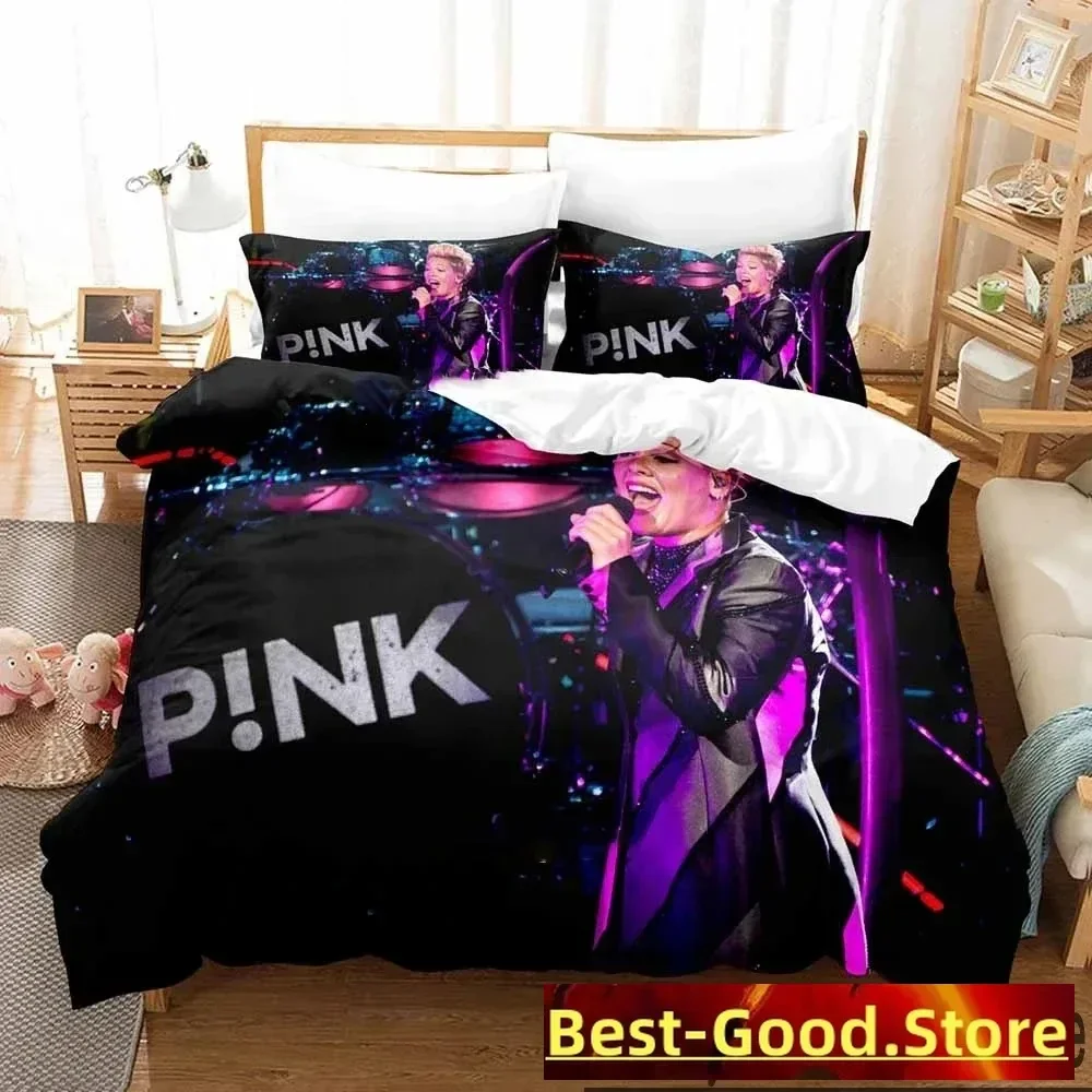 

Personality Hip Hop Pink Singer Tour Bedding Set Duvet Cover Bed Set Quilt Cover Pillowcase Comforter king Queen Size Boys Adult