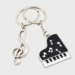 Metal Piano Note Shape Key Chain Creative Musical Element Key Ring For Women Bag Purse Earphone Case Ornaments Theater Gifts