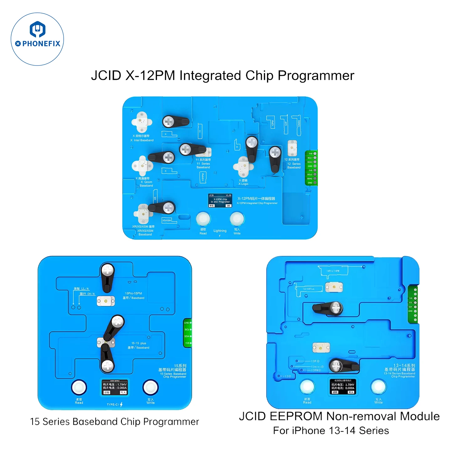 JCID Integrated Chip Programmer Logic Baseband Intel Qualcomm IC Repair JC EEPROM Non-removal Module for For iPhone X-15 Pro Max