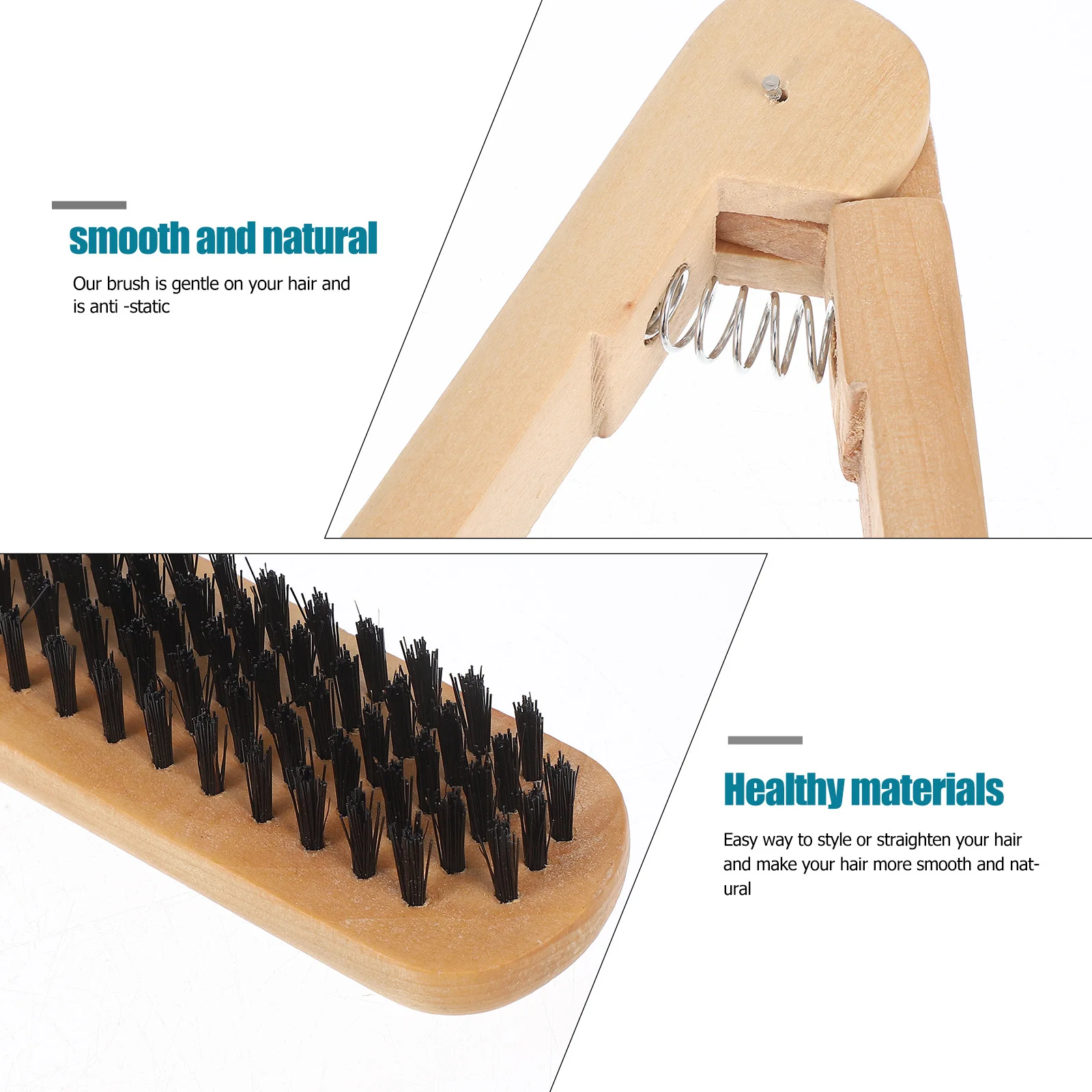 مشط خشبي لفرد الشعر على شكل حرف V، فرشاة مزدوجة مضادة للكهرباء الساكنة للتحكم في التجعد والتألق في درجة الصالونات #4