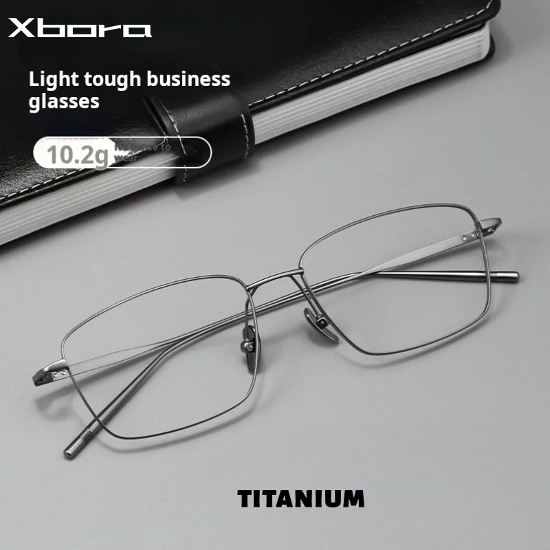 

Xbora Fashion Comfort Eyewear Retro Pure Titanium Luxury Square Eyeglasses Optical Prescription Glasses Frame For Men 177556
