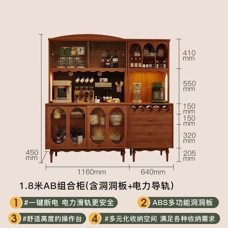 Esstisch-Seitenschrank für die Küche im Haushalt, integrierter Kombinationsschrank an der Wand, Weinschrank, Teeschrank
