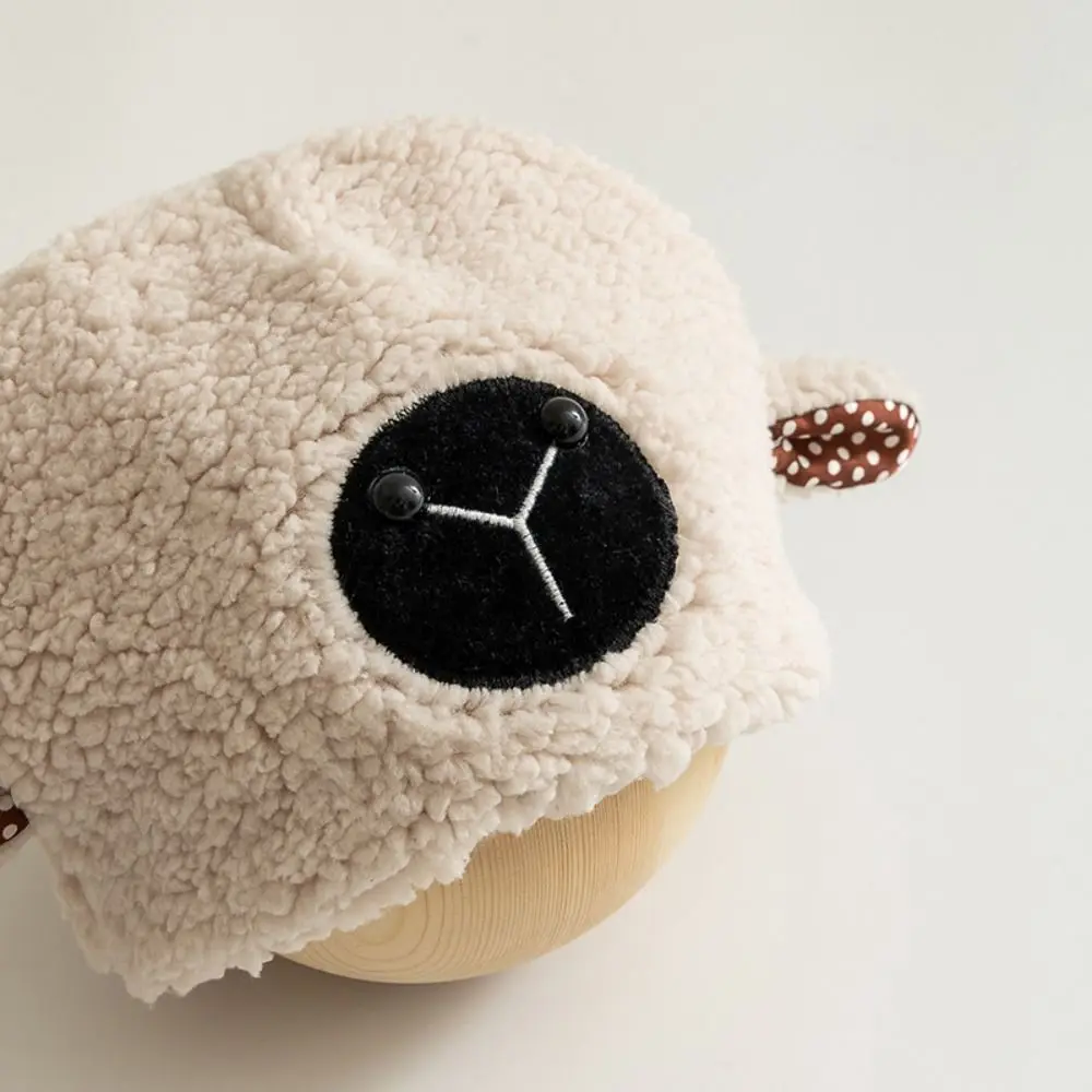 Warm Korean Style Cute Sheep Hat Cloth Accessories Children Lamb Hat Cartoon Muffler Faux Fur Bucket Hat Winter& Autumn