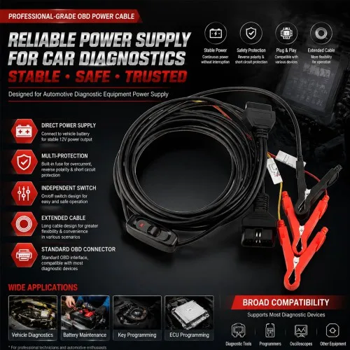 Lonsdor for Ford AKL Bypass Cable Supports Bypass Alarm When All Keys Lost Smart Key Programming Work With Lonsdor K518 PRO