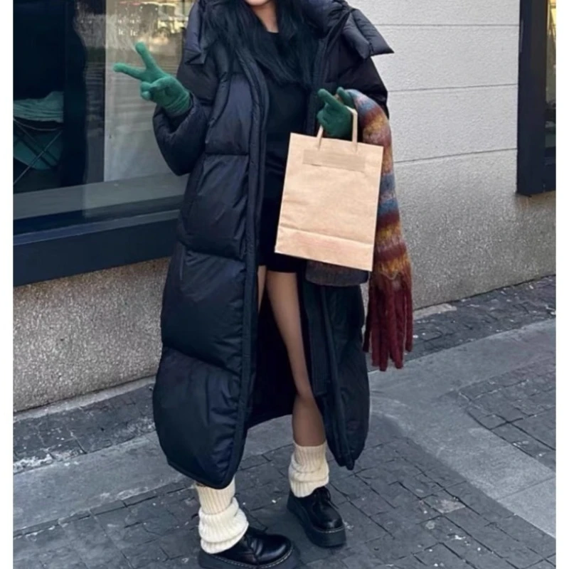 In 2025, Loose and Thick Cotton-padded Jacket Long Hooded Women's Casual Warm Coat Jacket