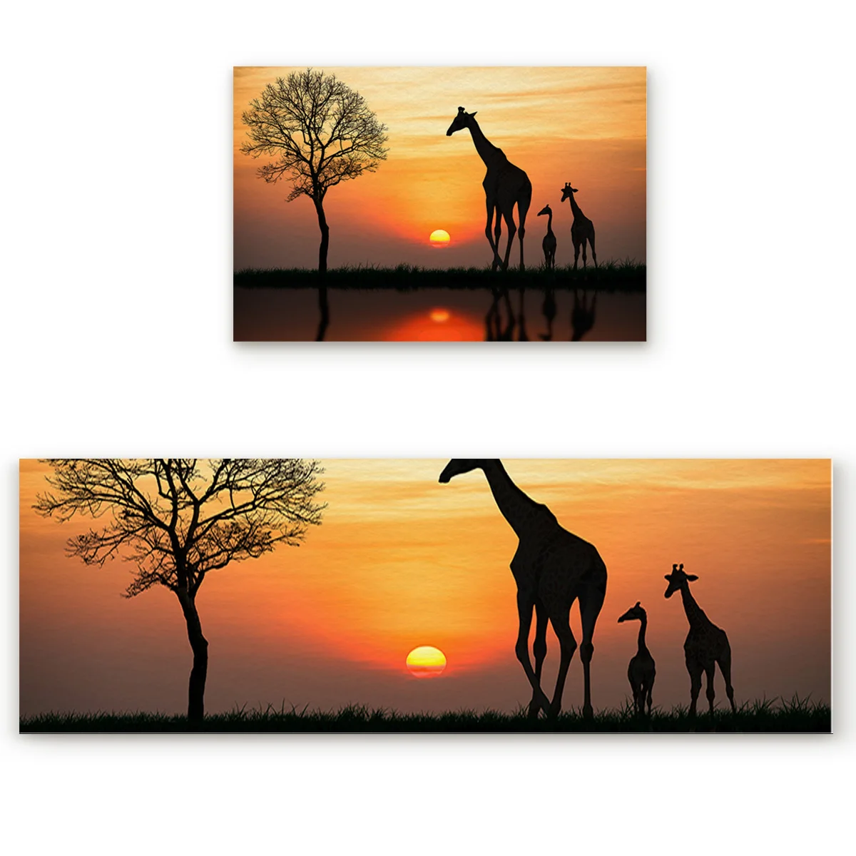 Africa Tree Giraffe Silhouette Sunrise Long Kitchen Carpet Floor Home Entrance Doormat Bedroom Living Room Decor Rug Hallway Mat