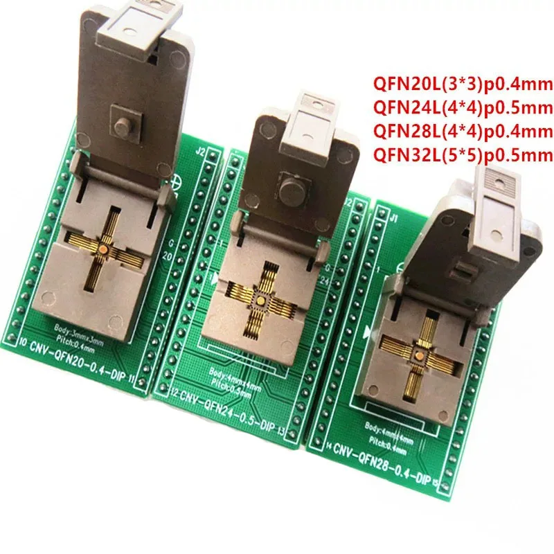Full Series QFN32 QFN28 QFN20 QFN24 IC Burn‑in Socket Test Stand Precision IC Testing Fixture With Complete Dimension Options
