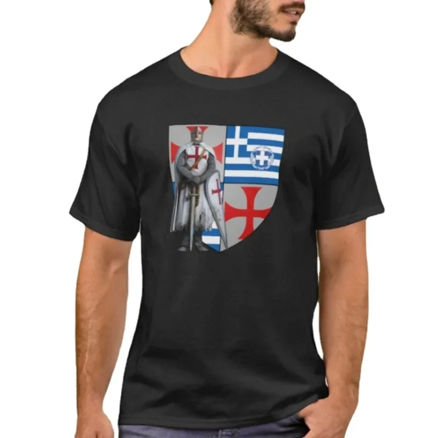 Coat of Arms of The Greek Templars T-Shirt. Summer Cotton Short Sleeve O-Neck Mens T Shirt New S-3XL