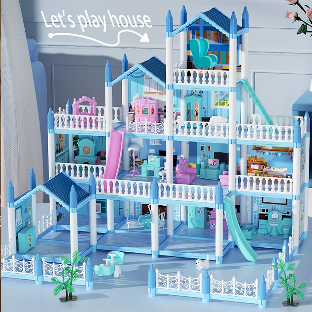 Diy Set Miniatures Dollhouse 3D Cartoon Doll Castle Villa Toys Girl 1/12 Fantasy Doll House Assemble Scene Accessories Furniture