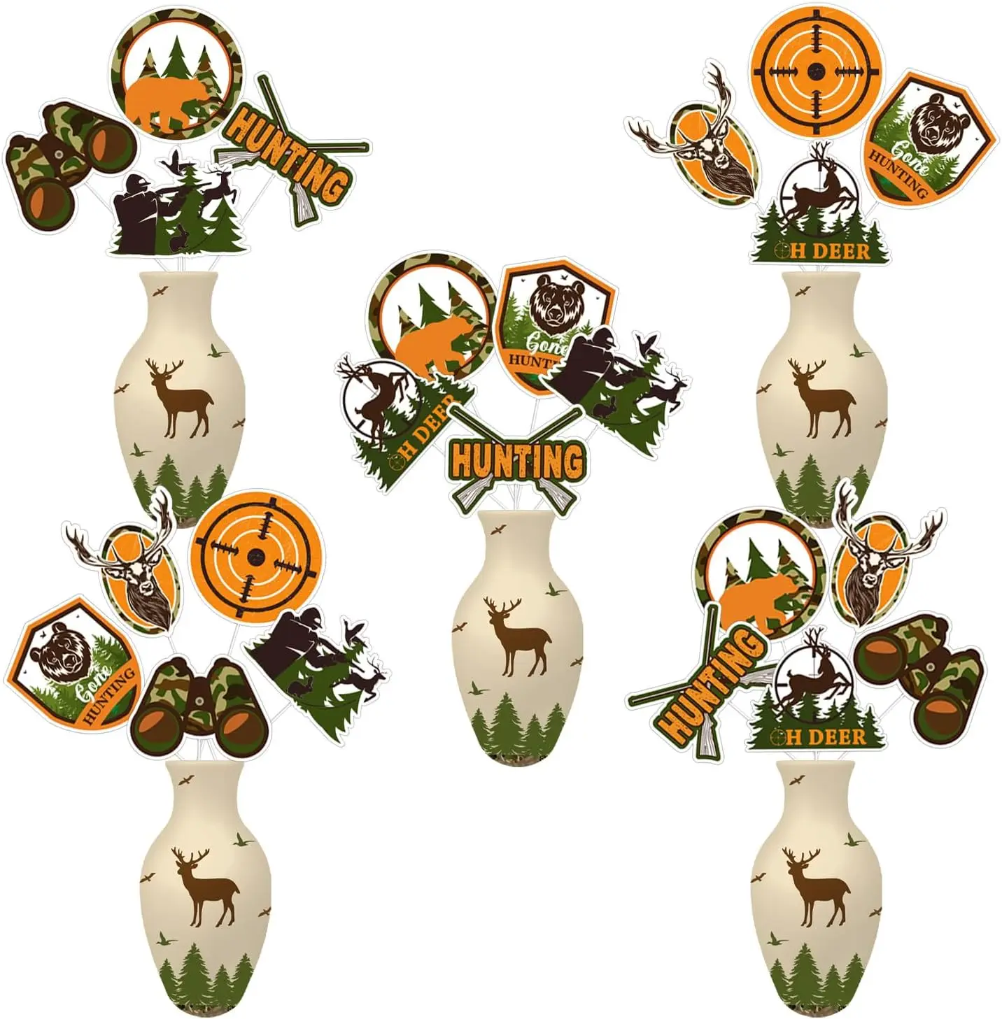 

24Pcs Hunting Themed Table Signs Party Decorations Centerpiece Sticks Party Tables Baby Shower 1st 2nd 3rd Birthday Supplies