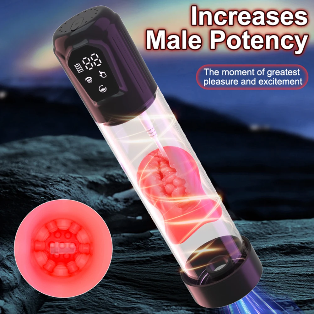 Men\'s Sexual Vacuum Pumps Automatic Penis Pump Sex Toys for Men Masturbator Vacuum Pump Medical With Gauge With Glans Trainer