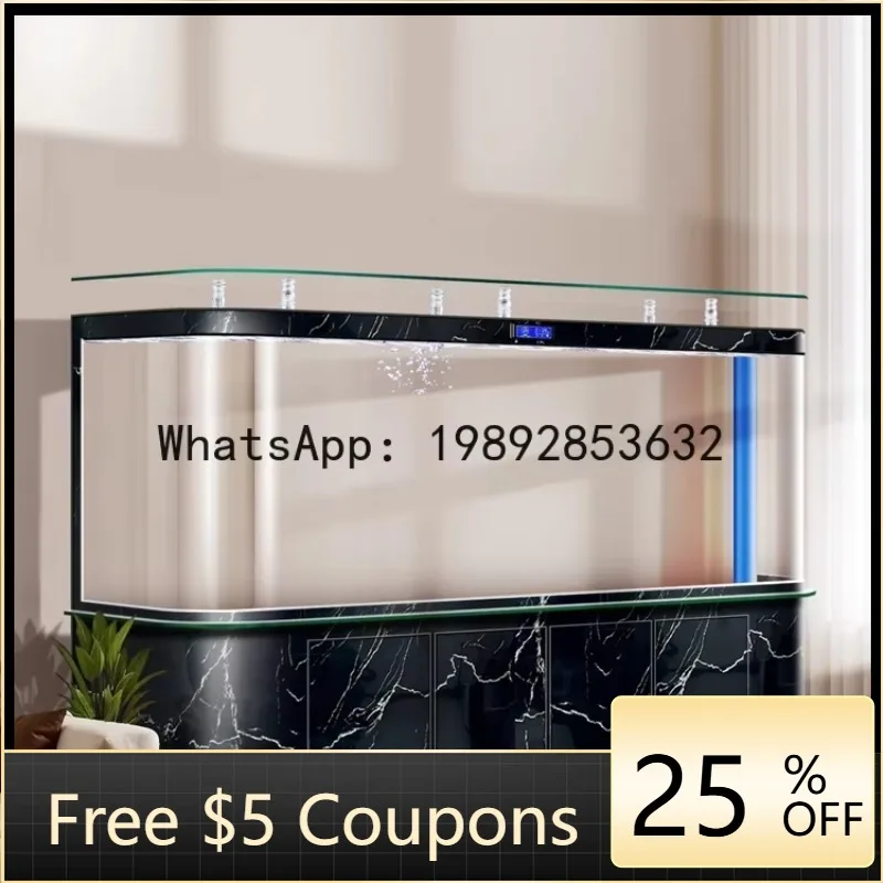 Z4  Glass Fish Tank Living Room Home Large Bottom Filter No Water Change Needed Wall-Mounted Floor Aquarium Goldfish Tank
