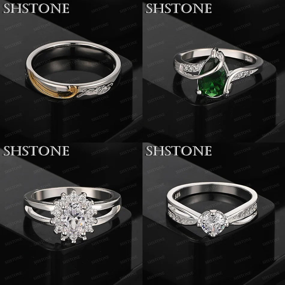 

Women 925 Sterling Silver Waterdrop Flower AAA Zircon Round Ring Size 7-10 Men Engagement Wedding Party Fine Jewelry Accessories