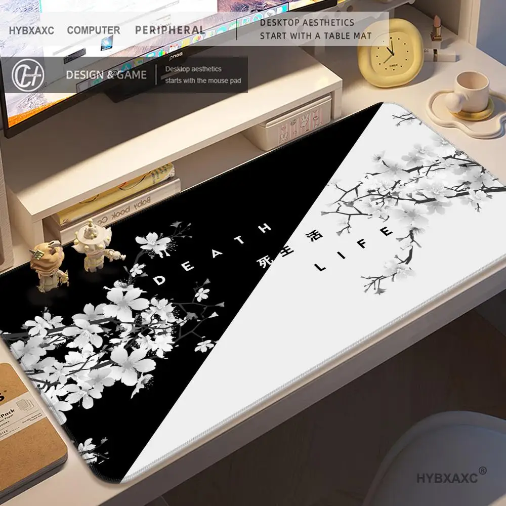 

HYBXAXC Black and White Cherry Blossom Gaming Mouse Pad 900x400 Extended Large Mouse Mat Desk Pad Non Slip Rubber Mousepad Gamer