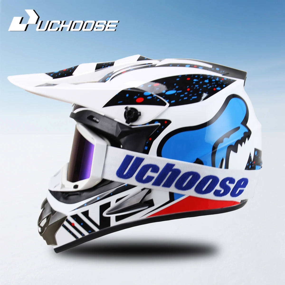 UCHOOSE Motorcycle Helmet Professional Motocross Off Road Helm Children Off-road Casque Capacete De Motocicleta Gift Goggles