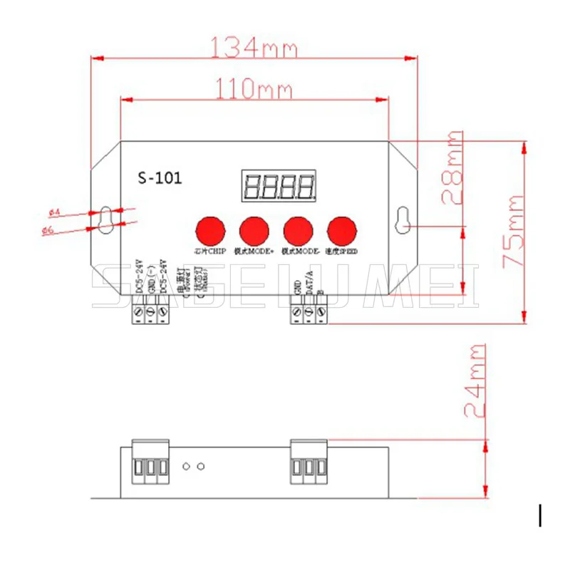 S-101 DMX512 Controller TTL Single Port Full Color Controller for Ws2811 Ws2812 Sk6812 Ws2815 Built in Effect Channel Controller