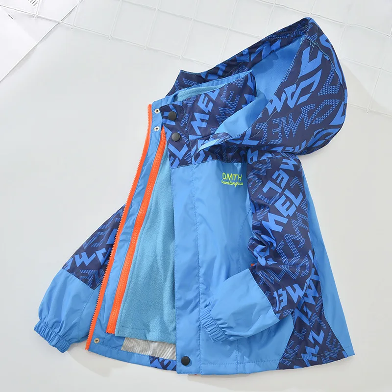 Blusão destacável para meninos, casaco infantil de primavera e outono, roupa de inverno para bebês e outono, lã e moda espessada para crianças