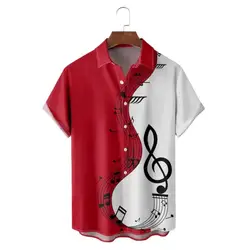 Summer Shirts Men 2023 Hawaiian Men's Short Sleeve Shirt Music Note Print Women Beach Travel Casual Oversized Clothing