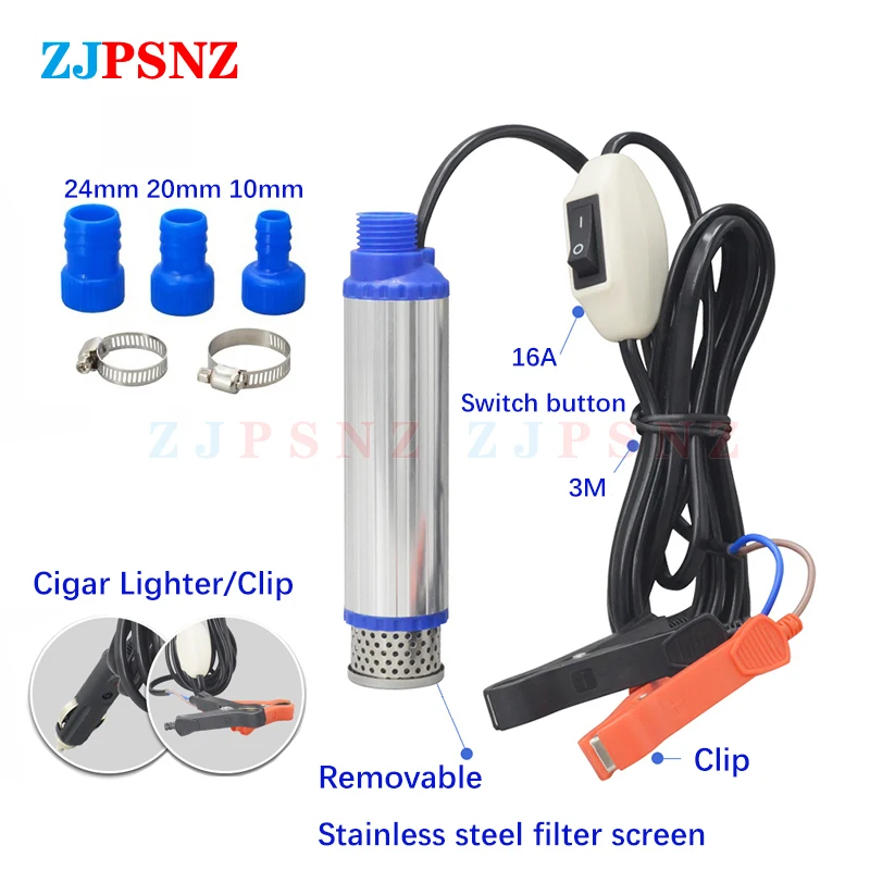 Portable Electric Pump Submersible Pump Pumping Car Diesel Oil Water Wine Transfer Pump Camping Fishing Pump 12V24V 100/180/260W