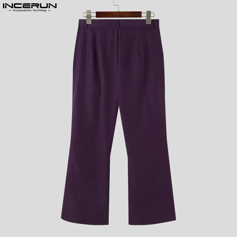 INCERUN Men Pants Solid Color Button Joggers Korean Style Casual Trousers Men Streetwear 2024 Fashion Leisure Long Pants S-5XL