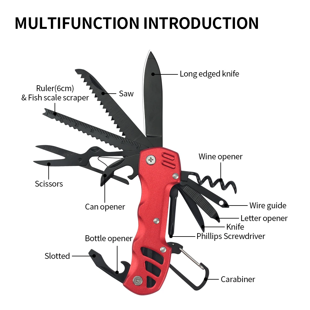 Multifunctional Pocket Folding Swiss Knife Outdoor Portable Camping Emergency Mini Multitool Knife Scissor Keychain Box Cutter