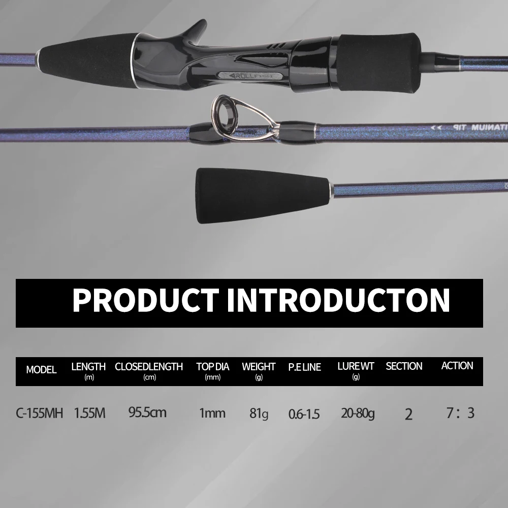 ROLLFISH Titan-Spitze Oktopus-Tintenfisch-Castingrute aus Kohlefaser für Salzwasser-Bootsangeln, Leichte Slow-Jigging-Rute 1,55M Action7:3 – Detail 5