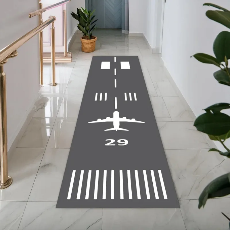 VIKAMA Creative Airline Runway Strip Carpet Personalized Aircraft Corridor Floor Mat Entrance Foot Mat Decorative Floor Mat