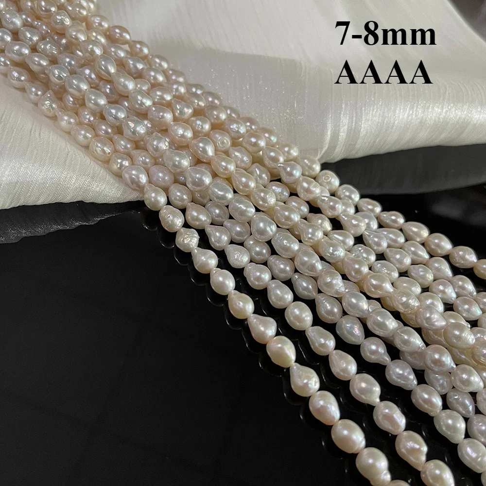 7-8mm 4A Natural Freshwater Pearl White Teardrop High Quality Isolated Bead Women Jewelry Make DIY Necklace Bracelet Accessories 2