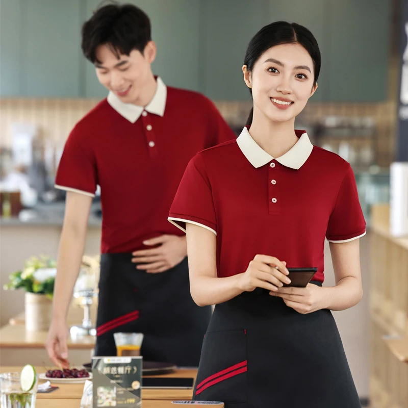 

Restaurant and cateringTShort-sleeved corporate workwear with printed and embroidered designslogoWaiter work uniform short sleev