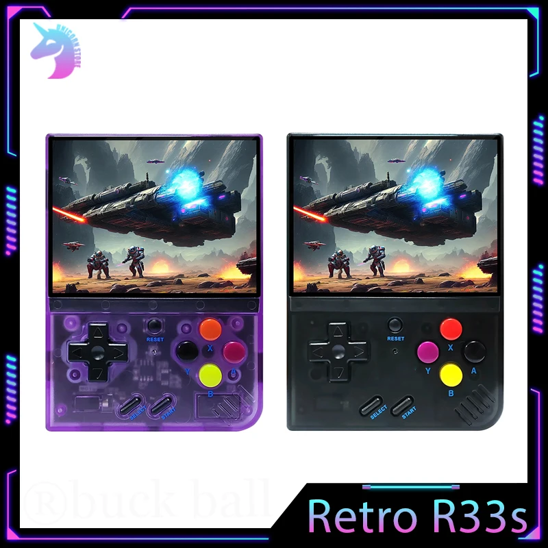 

Новая портативная игровая консоль в стиле ретро R33s, прозрачная игровая консоль, 3,5 дюймовый Ips экран, Мини Портативный геймпад с аккумулятором, флип-машина