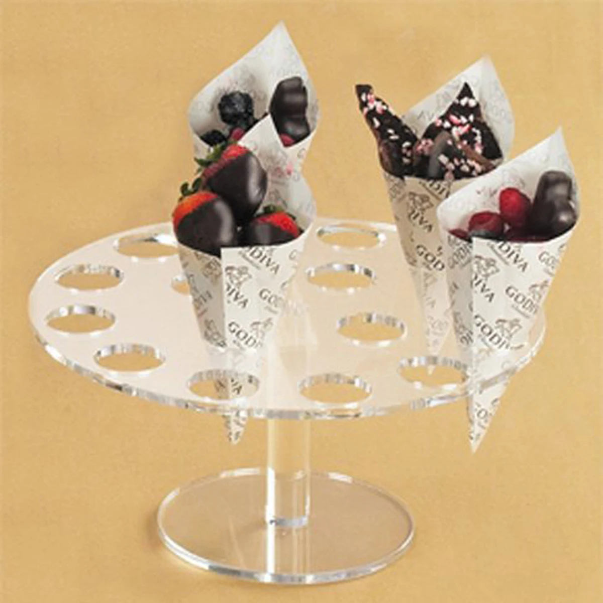 

16 Holds Clear Acrylic Ice Cream Sushi Hand Roll Stand Display for Wedding Buffet 3cm Ice Cream Rack Sushi Hand Roll Stand