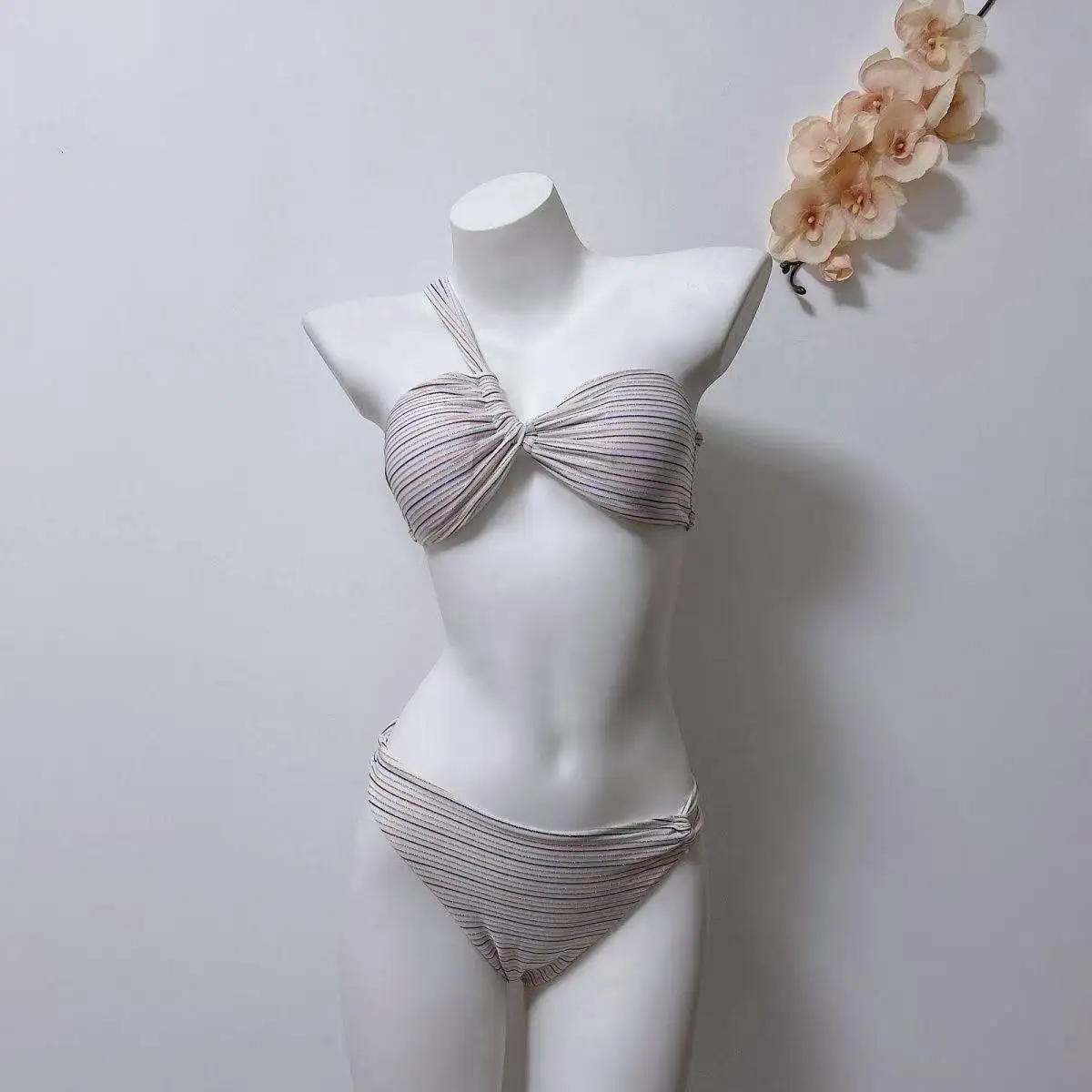 

2026 Trendy Bikini Set Women Halter Neck Two Piece Swimsuit Cross Print Sexy Tie Side Beach Bathing Suit