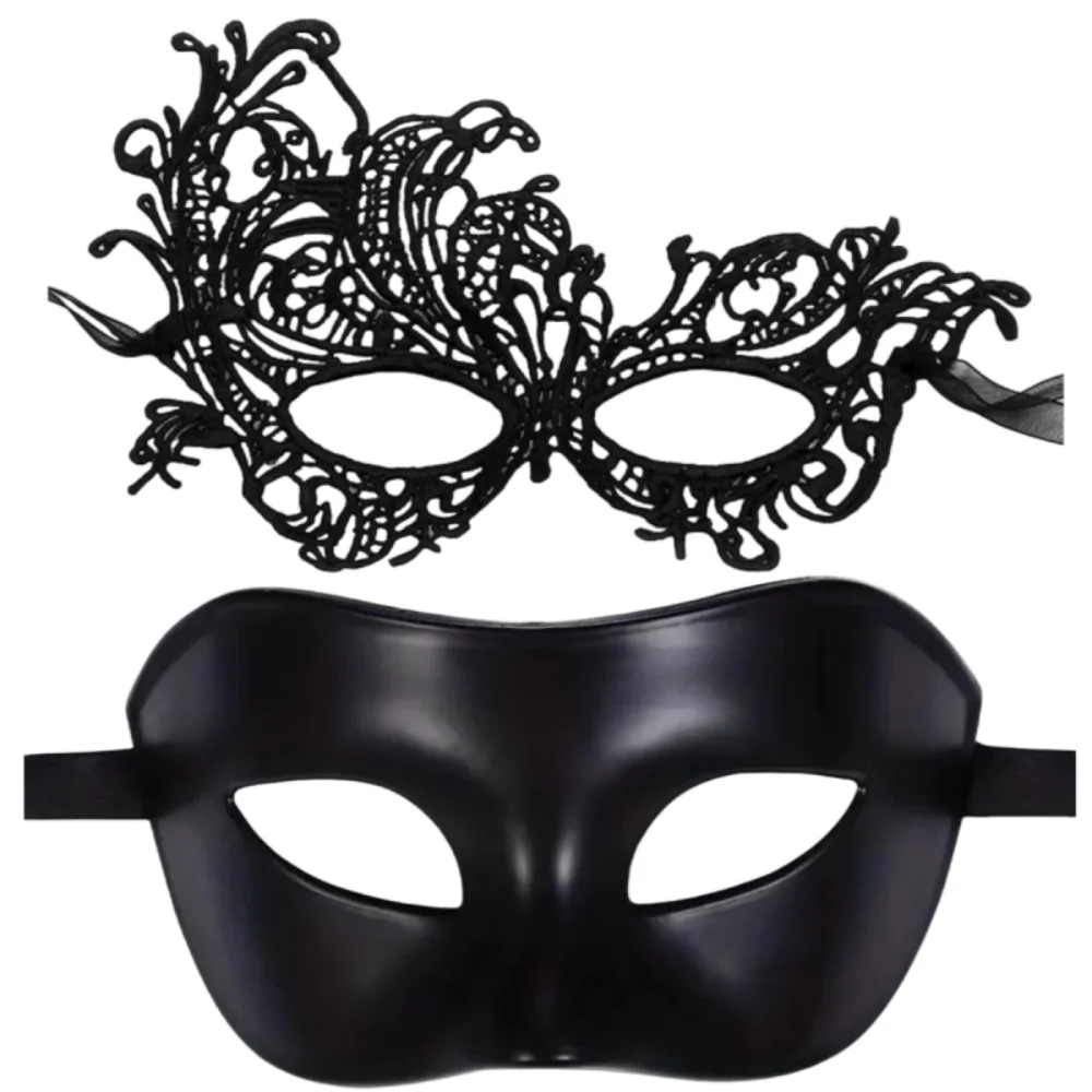 مثير أسود/أبيض حفلة تنكرية الكرة قناع الأزواج الدانتيل البلاستيك البندقية حفلة الكرة كرنفال قناع الهالوين للرجال والنساء